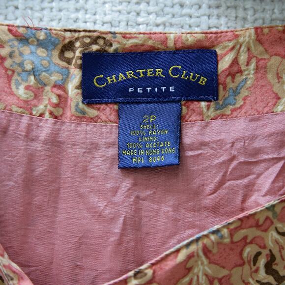 Charter Club Silk floral Mini wrap skirt size 2P - Picture 3 of 4